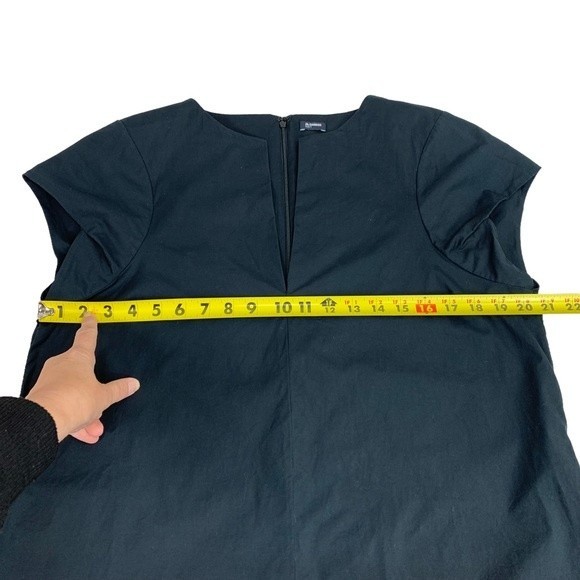 Jil Sander Black Cotton Shift Dress 44 / 8 V Neck Medium - Picture 6 of 10